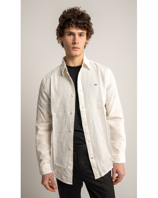 Πουκάμισο Tommy Jeans άσπρο SLIM FIT