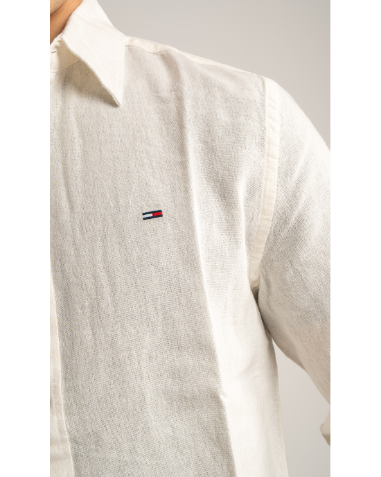 Πουκάμισο Tommy Jeans άσπρο SLIM FIT