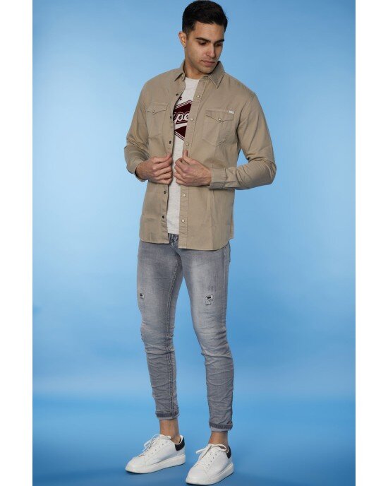Πουκάμισο Jack n Jones μπεζ