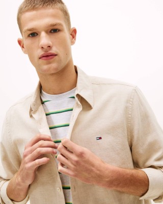 Πουκάμισο Tommy Jeans μπεζ