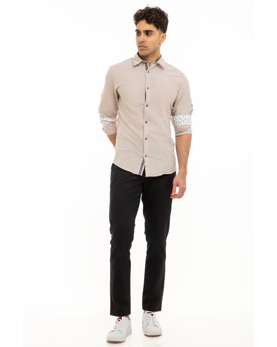 Πουκάμισο Jack n Jones μπεζ SLIM FIT