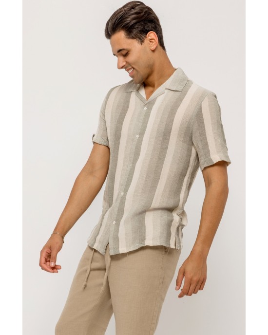 Πουκάμισο Vittorio μπεζ SLIM FIT