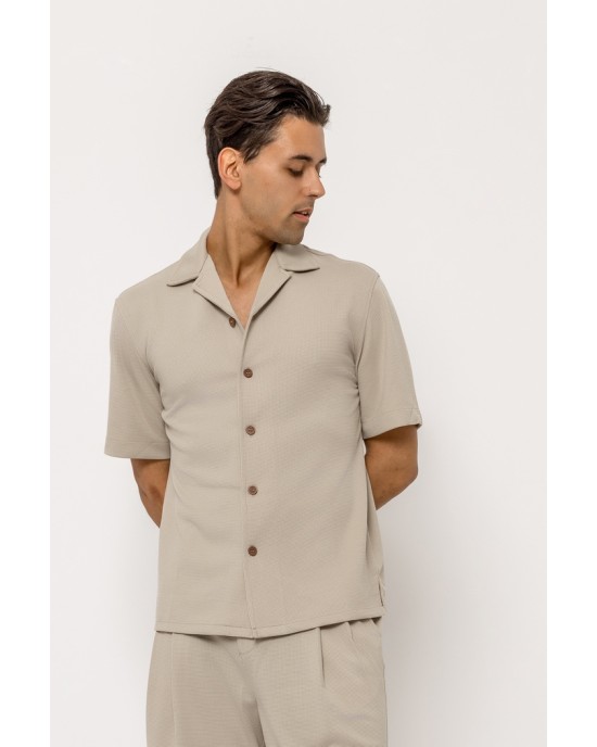 Πουκάμισο Vittorio Bareno μπεζ SLIM FIT