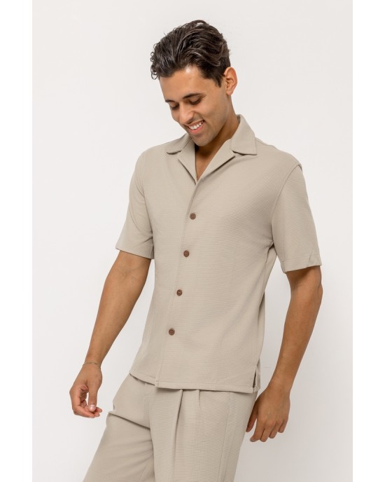 Πουκάμισο Vittorio Bareno μπεζ SLIM FIT