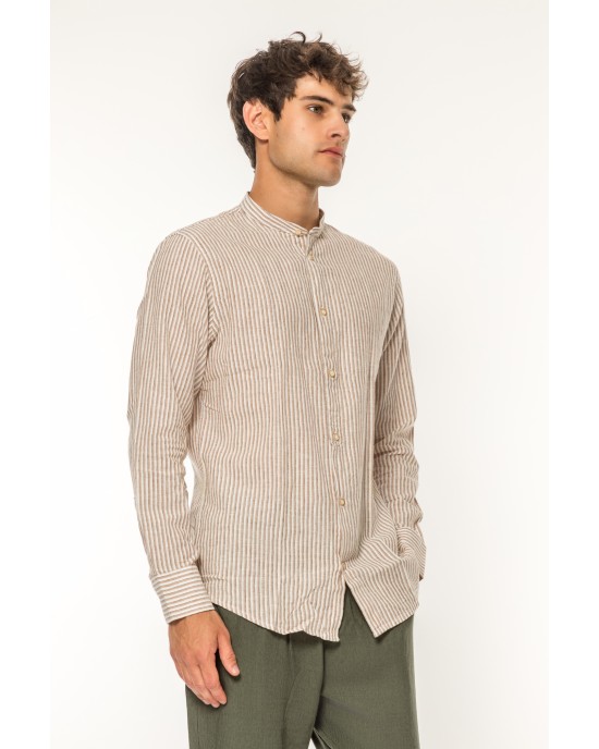 Πουκάμισο Vittorio μπεζ SLIM FIT