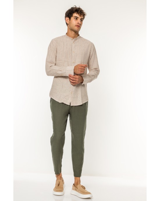 Πουκάμισο Vittorio μπεζ SLIM FIT