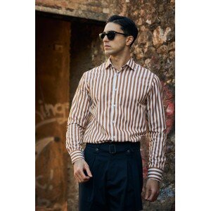 Πουκάμισο Vittorio ταμπά ριγέ Πουκάμισο Vittorio ταμπά ριγέ