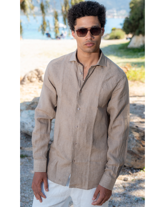 Πουκάμισο 19V69 Italia Versace Abbigliamento Amalfi καφέ SLIM FIT