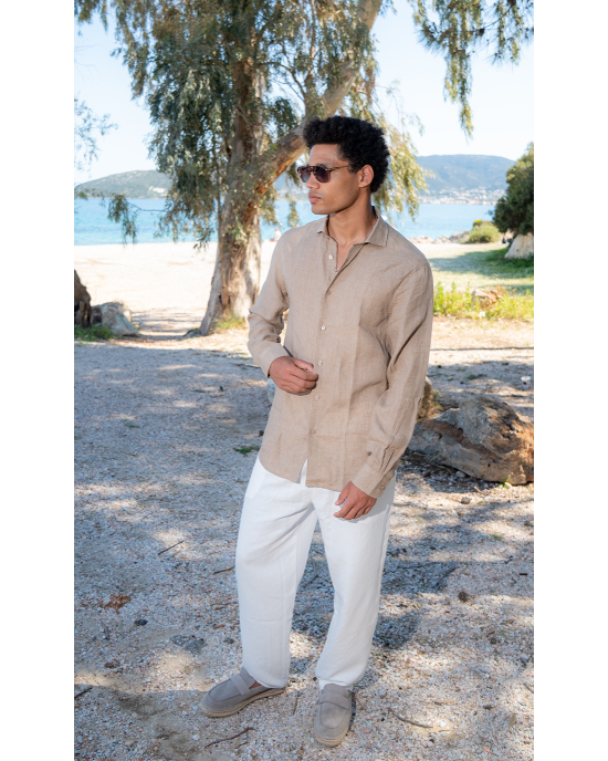 Πουκάμισο 19V69 Italia Versace Abbigliamento Amalfi καφέ SLIM FIT