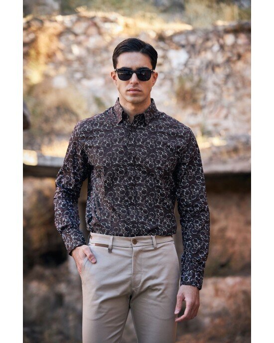 Πουκάμισο Vittorio καφέ SLIM FIT Πουκάμισο Vittorio καφέ SLIM FIT