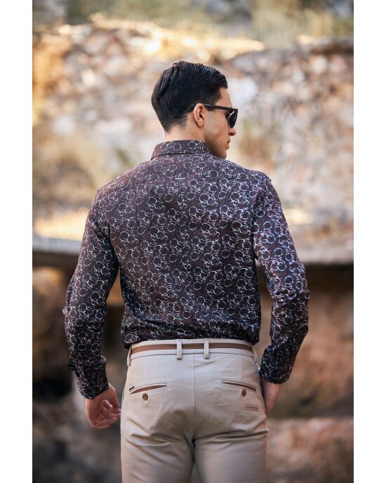 Πουκάμισο Vittorio καφέ SLIM FIT Πουκάμισο Vittorio καφέ SLIM FIT