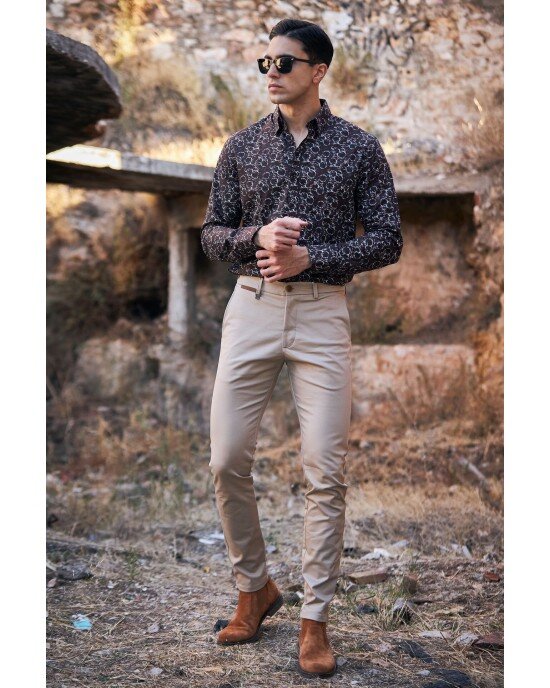 Πουκάμισο Vittorio καφέ SLIM FIT Πουκάμισο Vittorio καφέ SLIM FIT