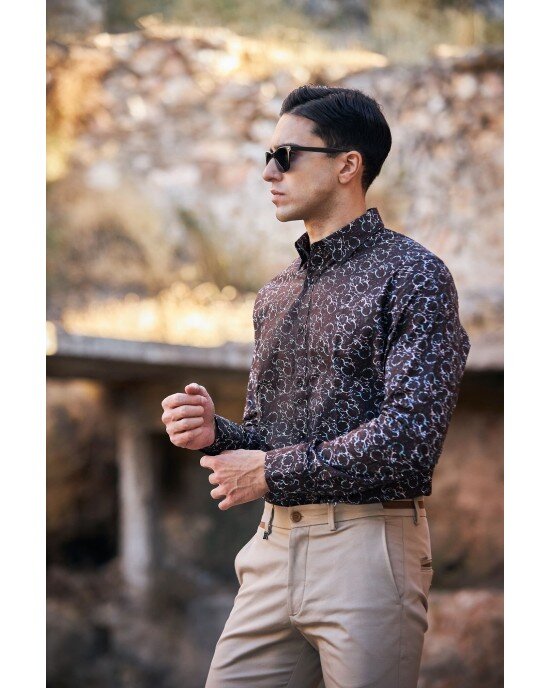 Πουκάμισο Vittorio καφέ SLIM FIT Πουκάμισο Vittorio καφέ SLIM FIT