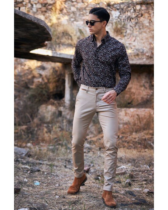Πουκάμισο Vittorio καφέ SLIM FIT Πουκάμισο Vittorio καφέ SLIM FIT