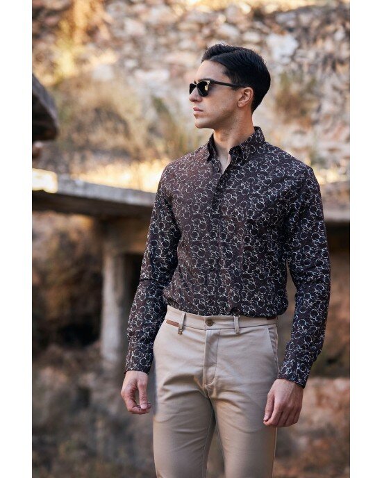Πουκάμισο Vittorio καφέ SLIM FIT Πουκάμισο Vittorio καφέ SLIM FIT