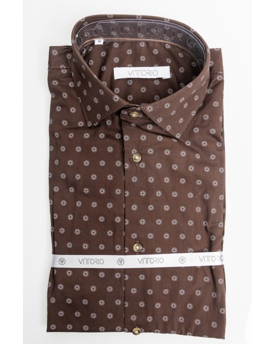 Πουκάμισο Vittorio καφέ SLIM FIT