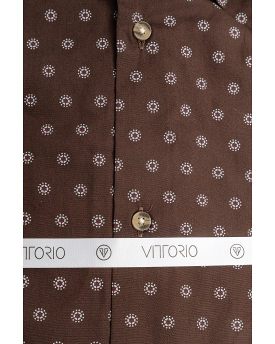 Πουκάμισο Vittorio καφέ SLIM FIT