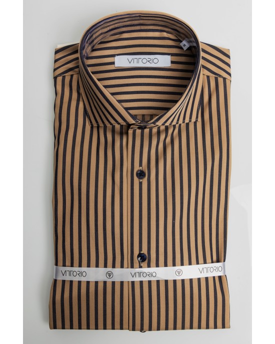 Πουκάμισο Vittorio καφέ SLIM FIT