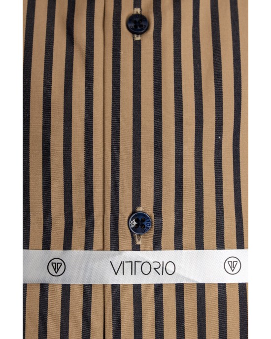 Πουκάμισο Vittorio καφέ SLIM FIT