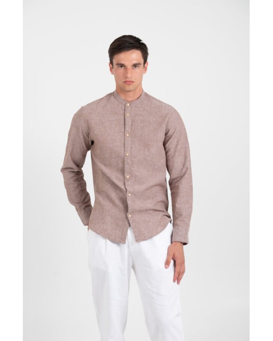 Πουκάμισο Vittorio καφέ SLIM FIT
