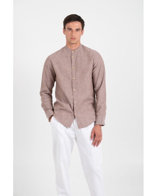 Πουκάμισο Vittorio καφέ SLIM FIT