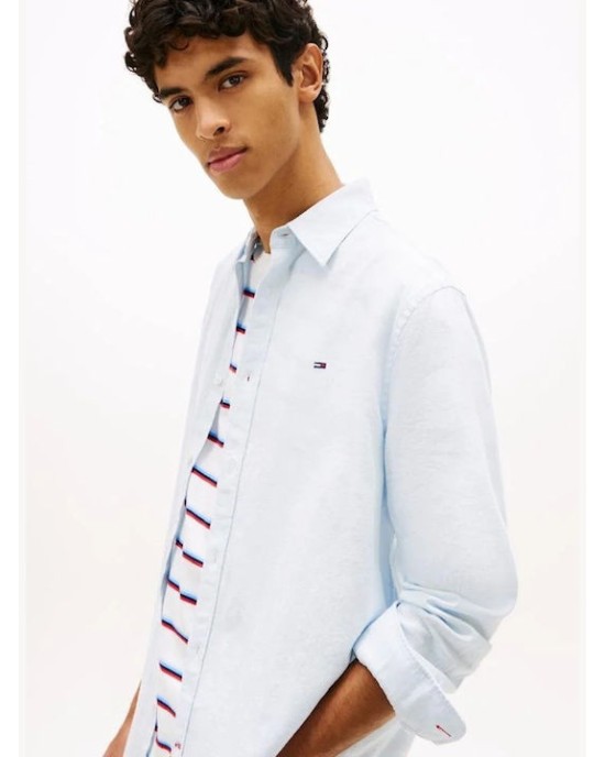 Πουκάμισο Tommy Jeans γαλάζιο SLIM FIT