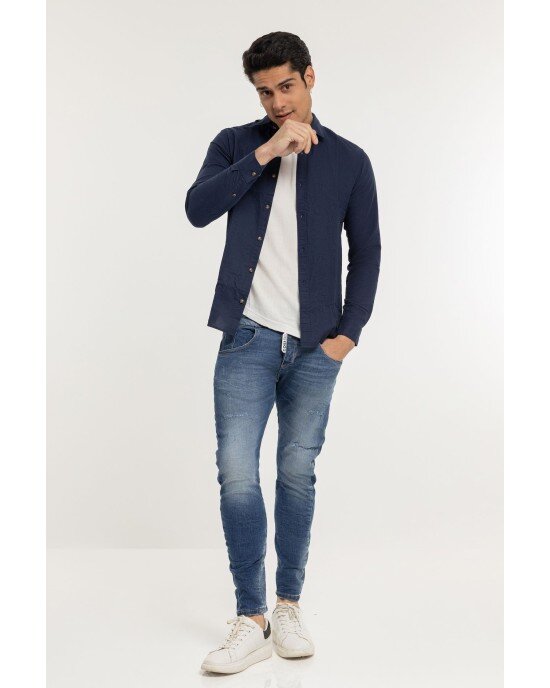 Πουκάμισο Jack n Jones μπλε SLIM FIT