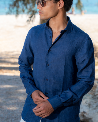 Πουκάμισο 19V69 Italia Versace Abbigliamento Amalfi μπλε