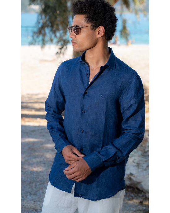 Πουκάμισο 19V69 Italia Versace Abbigliamento Amalfi μπλε SLIM FIT