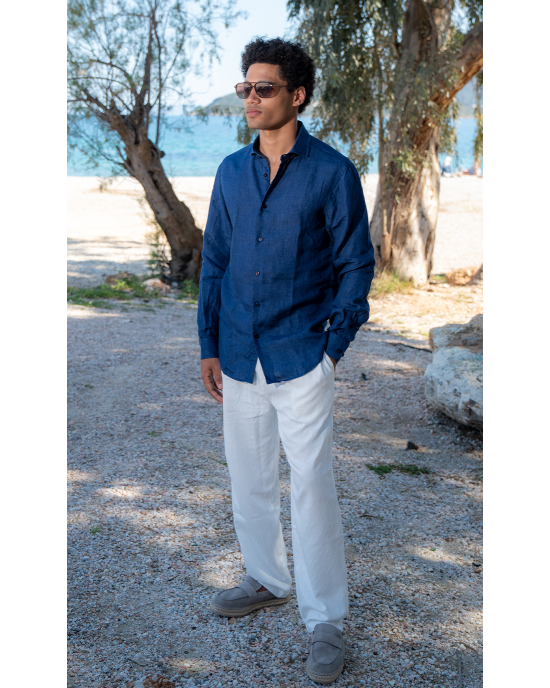 Πουκάμισο 19V69 Italia Versace Abbigliamento Amalfi μπλε SLIM FIT