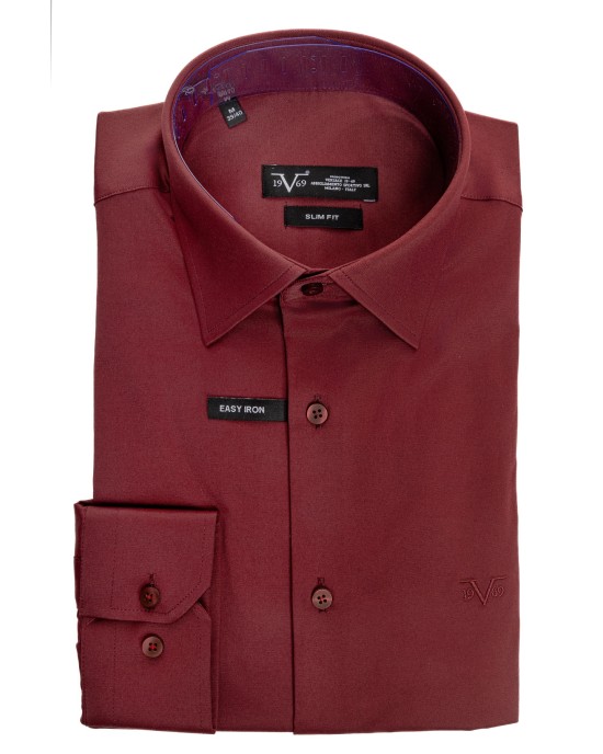 Πουκάμισο 19V69 Italia Versace Abbigliamento μπορντό SLIM FIT