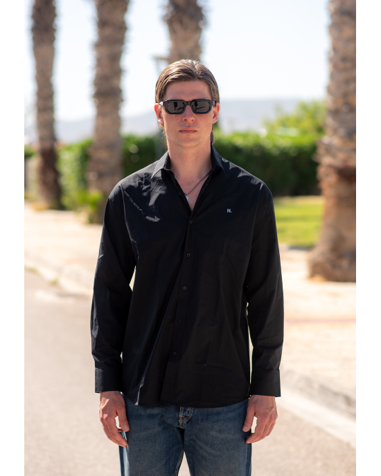 Πουκάμισο Karl Lagerfeld μαύρο SLIM FIT