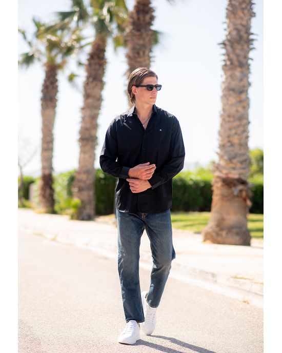 Πουκάμισο Karl Lagerfeld μαύρο SLIM FIT