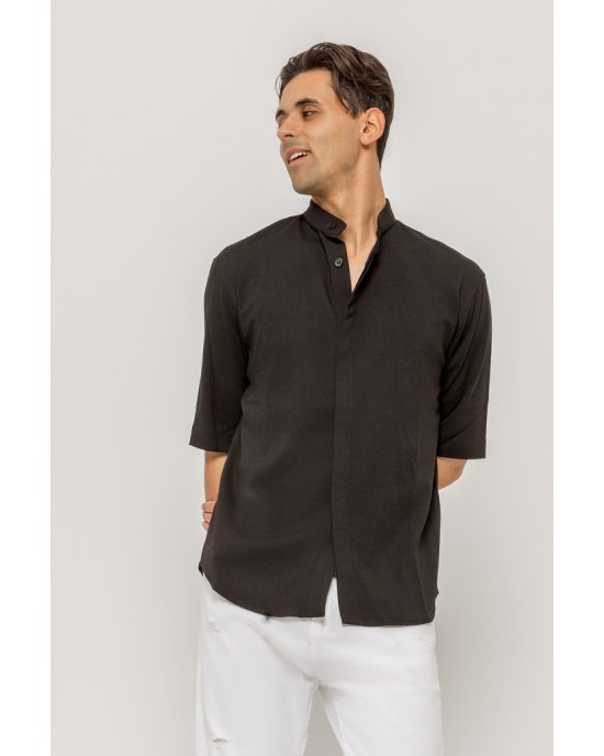 Πουκάμισο Vittorio μαύρο SLIM FIT