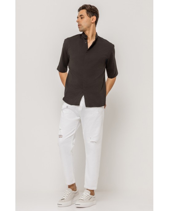 Πουκάμισο Vittorio μαύρο SLIM FIT