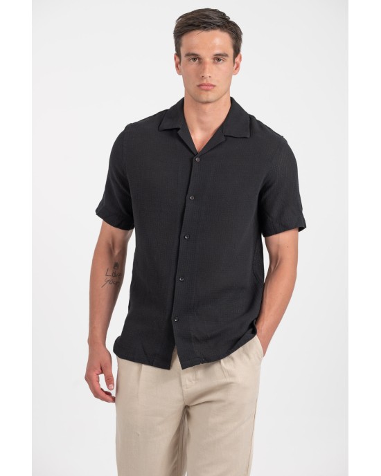 Πουκάμισο Vittorio μαύρο SLIM FIT