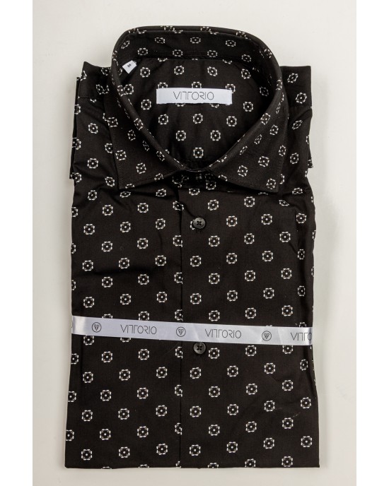 Πουκάμισο Vittorio μαύρο SLIM FIT