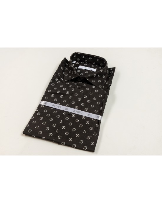 Πουκάμισο Vittorio μαύρο SLIM FIT