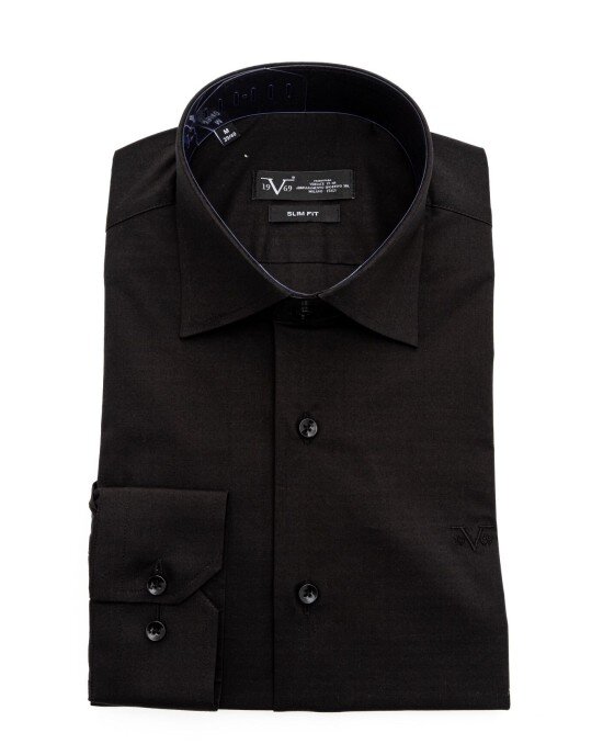 Πουκάμισο 19V69 Italia Versace Abbigliamento μαύρο SLIM FIT