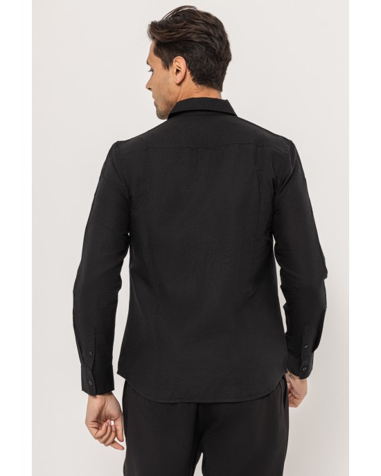 Πουκάμισο Calvin Klein μαύρο SLIM FIT