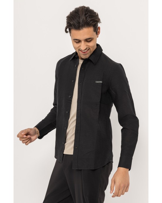 Πουκάμισο Calvin Klein μαύρο SLIM FIT