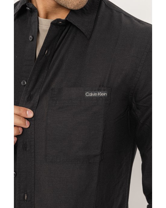 Πουκάμισο Calvin Klein μαύρο SLIM FIT