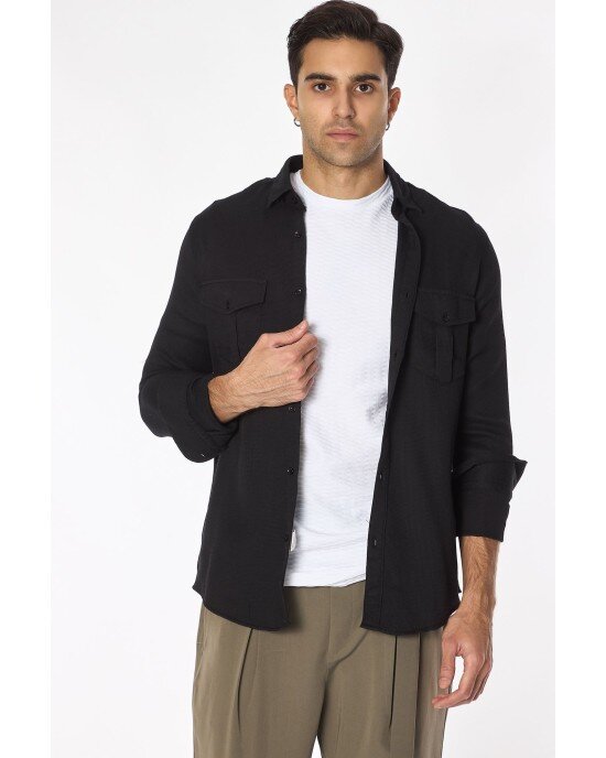 Πουκάμισο Vittorio Μαύρο SLIM FIT Πουκάμισο Vittorio Μαύρο SLIM FIT