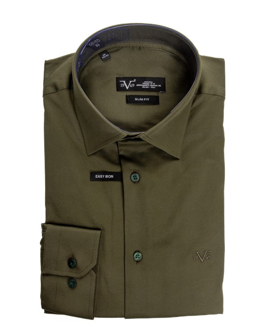Πουκάμισο 19V69 Italia Versace Abbigliamento λαδί SLIM FIT
