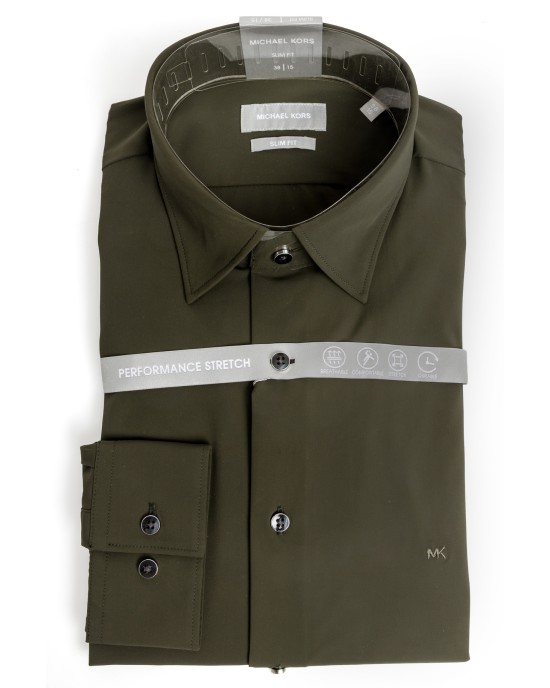 Πουκάμισο Michael Kors λαδί SLIM FIT