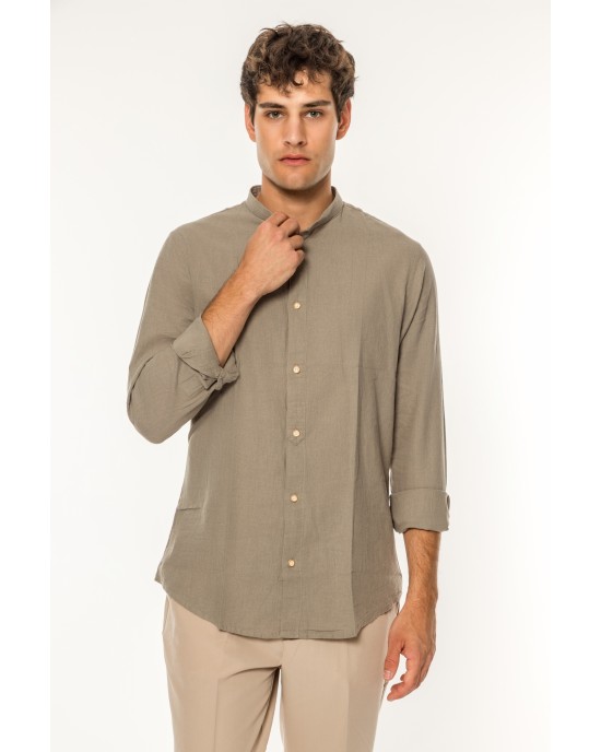 Πουκάμισο Vittorio λαδί SLIM FIT