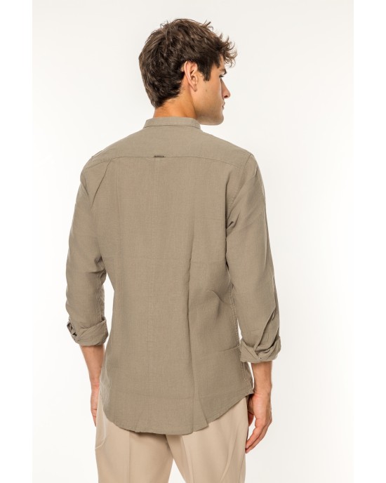 Πουκάμισο Vittorio λαδί SLIM FIT