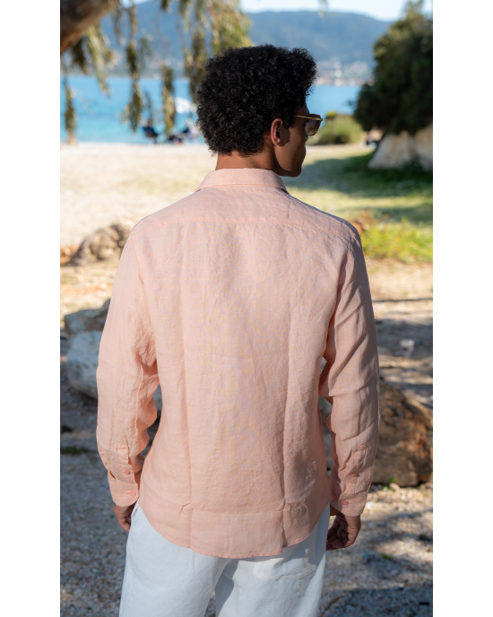 Πουκάμισο 19V69 Italia Versace Abbigliamento Amalfi σομόν SLIM FIT