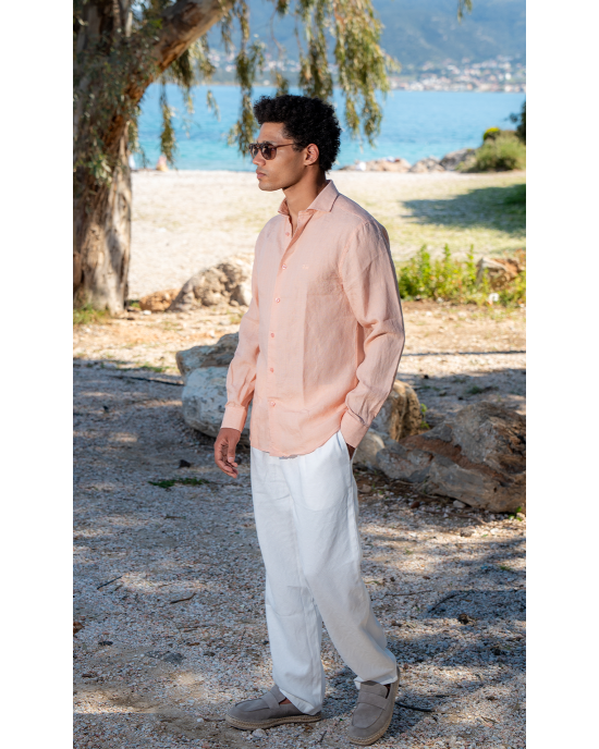 Πουκάμισο 19V69 Italia Versace Abbigliamento Amalfi σομόν SLIM FIT