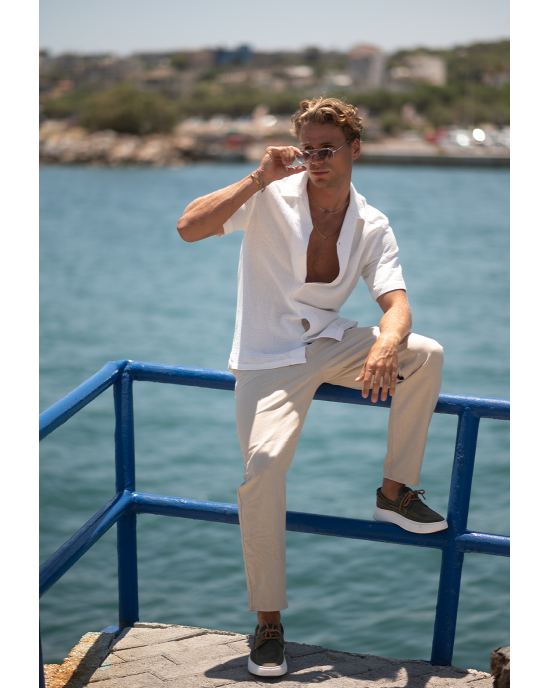 Πουκάμισο Vittorio εκρού SLIM FIT